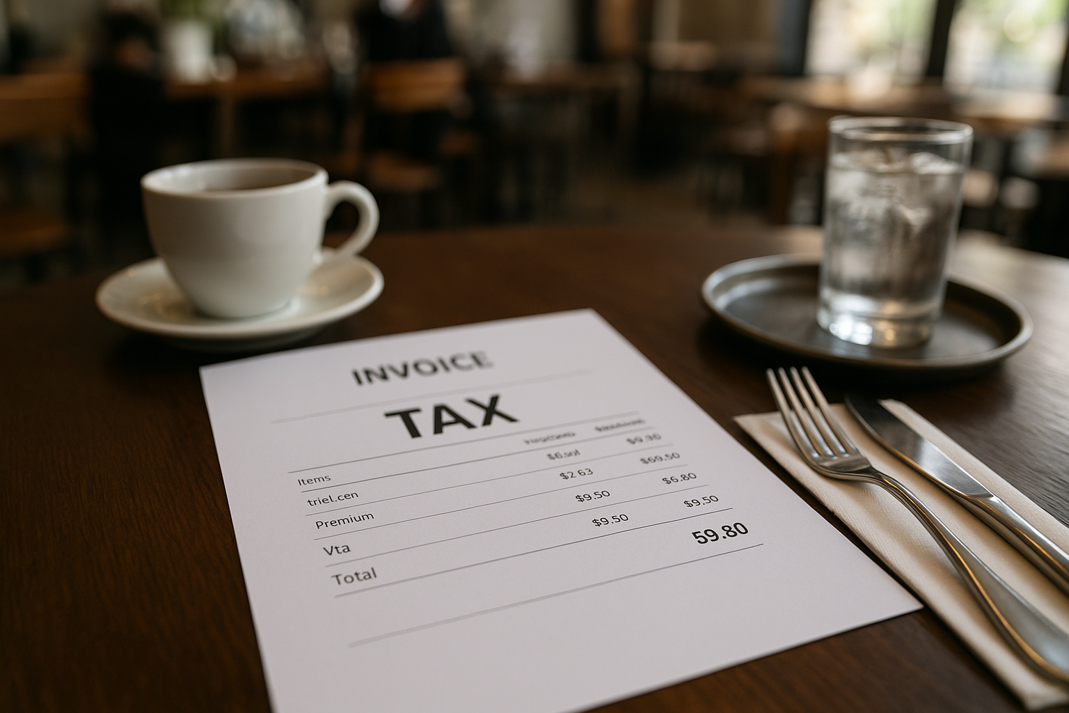 restaurant invoice tax document illustrating TVA restauration compliance